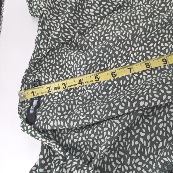 Missguided Green Abstract Pattern Puff Sleeve V-Neck Wrap Maxi Dress Size 8 - Picture 8 of 9